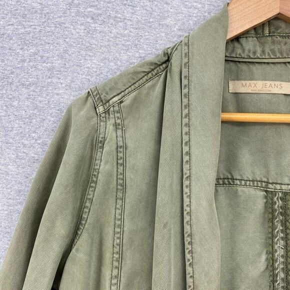 Max Jeans Jacket Women Medium Army Green Military Utility Tencel Drape - Picture 9 of 14